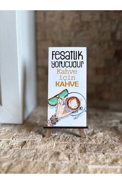 Pankart Evi Karışık Kahve Motto 6 adet Sunum Kartı + Ayaklık