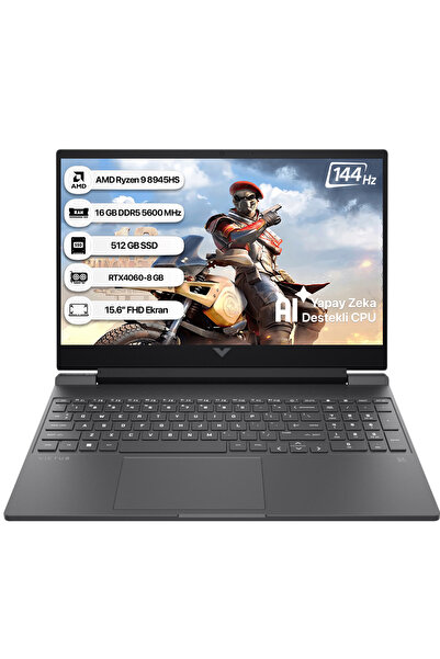 HP Victus 15-FB3007NT B82WDEA AMD Ryzen 9 8945HS 16GB 512GB SSD RTX4060-8GB Fdos 15.6" Notebook