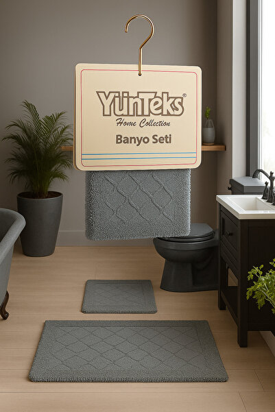 YÜNTEKS طقم مرحاض من قطعتين من قطن المعكرونة، طقم حمام، طقم سجادة حمام، صدفة،...