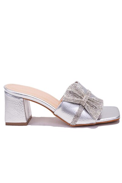 DAGOSTER Dza07-1221101C Silver Patent Leather Evening Dress Heeled Women's Slippers