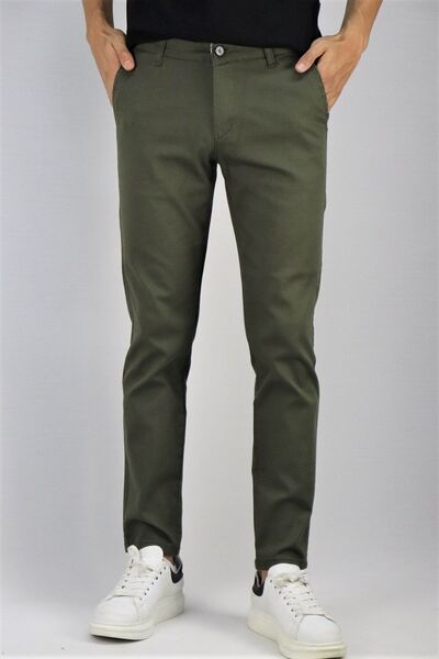 inpool بنطلون شتوي كاكي للرجال مع تفاصيل ملصق الحزام