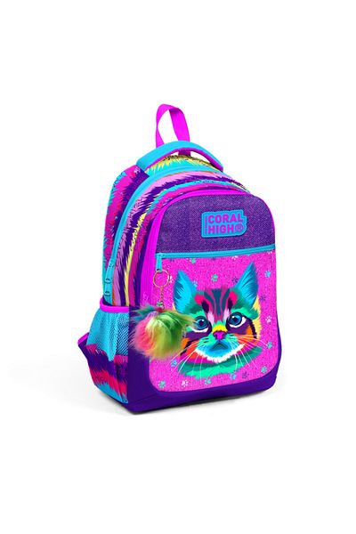 Coral High 23477 Model Purple Pink Cat Patterned Children's School Bag