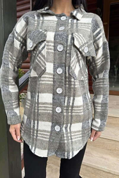 NEW LAVİVA Model în carouri kaki, textura moale, potrivire relaxată, cămașă de lemne