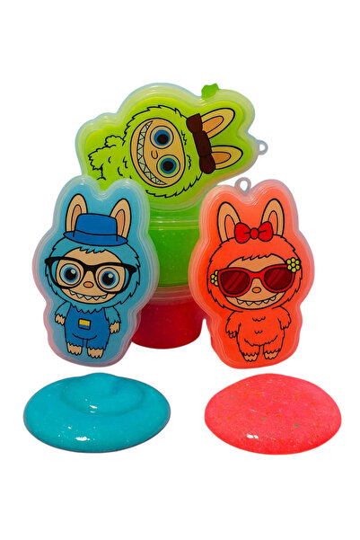 ümit toys Labubu Hazır Slime Ele Yapışmaz 3 Adet Labubu Slaym Renkli, Yapışmaz, Eğlenceli Slime oyunu hamuru