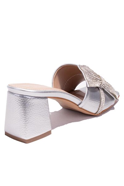 DAGOSTER Dza07-1221101C Silver Patent Leather Evening Dress Heeled Women's Slippers