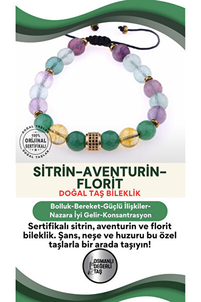 OSMANLI DOĞAL TAŞ سوار من الحجر الطبيعي المعتمد - سيترين، أفينترون، فلوريت B560