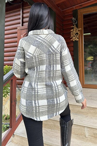 NEW LAVİVA Model în carouri kaki, textura moale, potrivire relaxată, cămașă de lemne