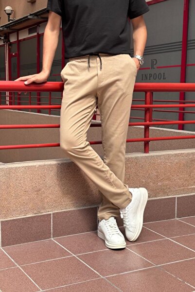 inpool Ανδρικό, Δαντέλα στη μέση, Κανονική εφαρμογή, Υφαντό παντελόνι