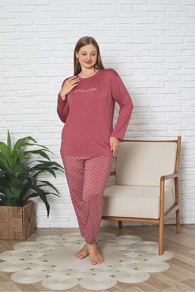 Asel Plus Size Bamboo Ultrasoft Patterned Pajamas Set