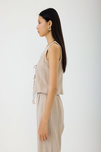 SEVİLEN Tie-Up Linen Vest
