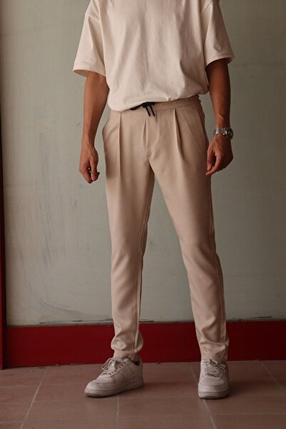 inpool New Season Men's Black Lace-up Trousers with Clamp Detail