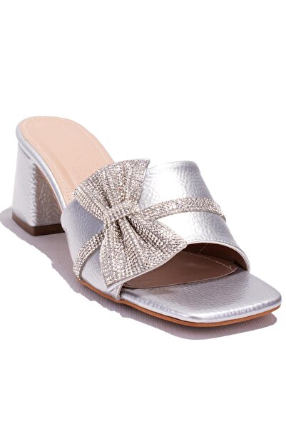 DAGOSTER Dza07-1221101C Silver Patent Leather Evening Dress Heeled Women's Slippers