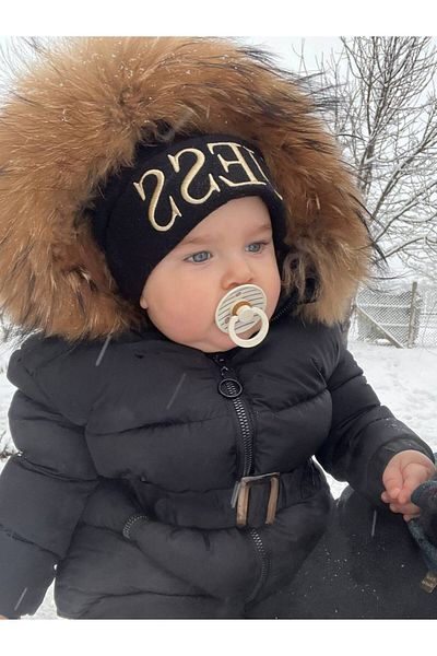 HÇ Hülya Çelik KİDSWEAR 2018 Baby Astronaut Jumpsuit Fur Hooded Black Jumpsuit