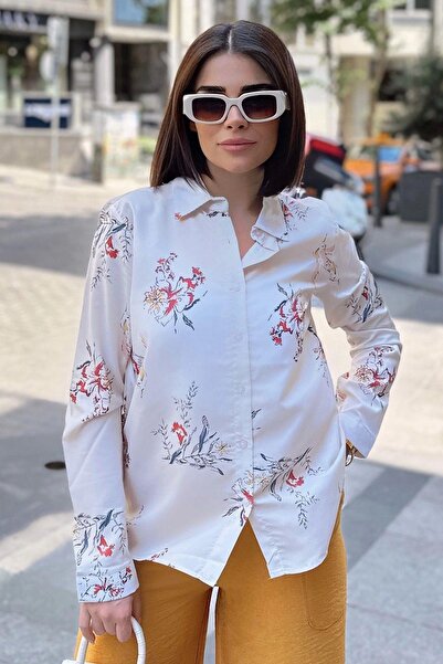 NEW LAVİVA Cream Classic Collar, Long Sleeve, Digital Printed Fabric, Regular...