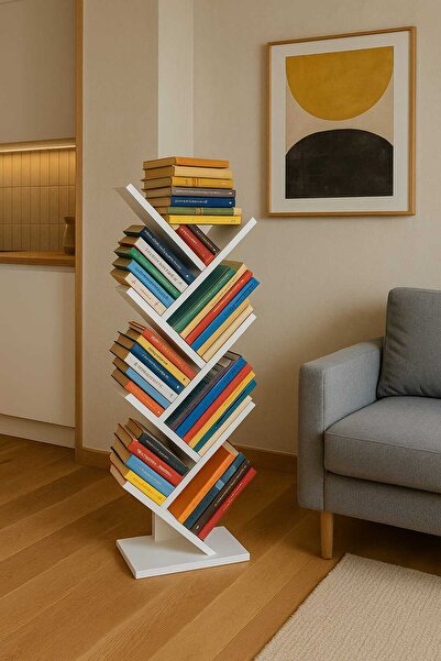 mymo dizayn DEKORATİF KİTAPLIK, YAPRAK KİTAPLIK,KOLAY MONTAJ,7 GÖZLÜ,MONTESSORİ