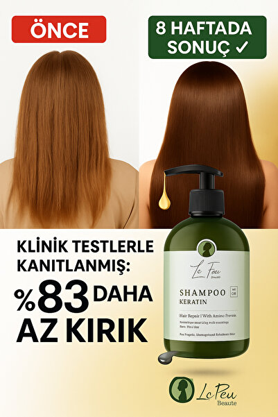 le feu beaute Le Feu Beauté Keratin Şampuan 500ml – Kırık Onarıcı, Dökülme Karşıtı, Nemlendirici Bakım