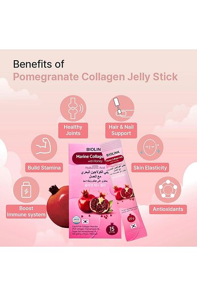 Biolink Korean Marine Collagen Jelly with Hyaluronic Acid & Honey – Skin, Hair & Nails – 20g x 15 pcs