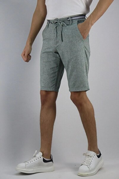 inpool Ανδρικό σορτς με κορδόνια στη μέση, βαμβακερό λινό