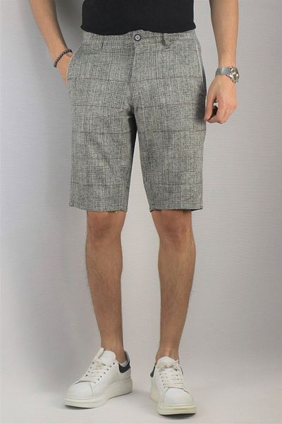 inpool Men's Self Patterned Cotton Linen Summer Shorts & Bermuda