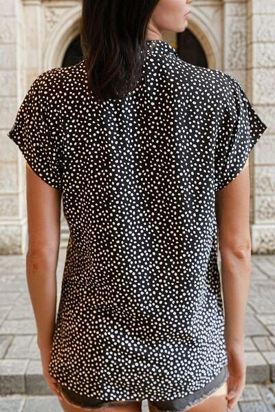 NEW LAVİVA Black Polka Dot Short Sleeve Regular Fit Shirt