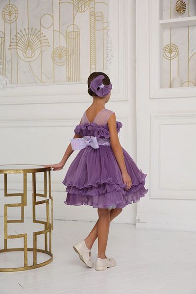 By Feyza Kids Collection Girls' Short Sequined Evening Dress Dress Layered Tulle Buckle Gift Special Occasion Birthday 3 Colors 3-12 Ages