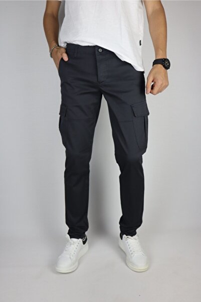 inpool Антрацитові габардинові штани з кишенями - чоловічі, кишені для вантажу, 21ınp207