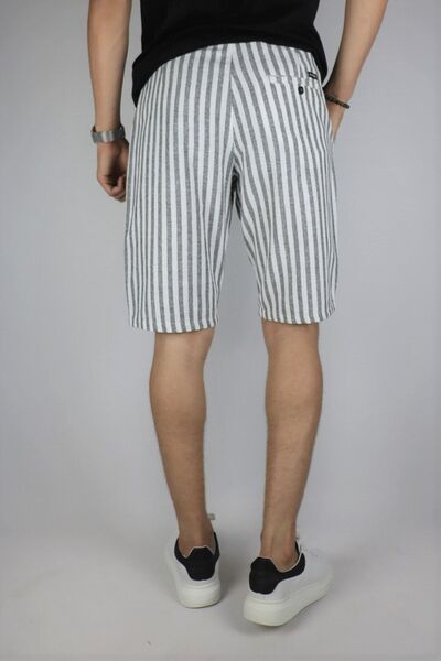 inpool Ανδρικό, ριγέ λινό σορτς με λάστιχο στη μέση