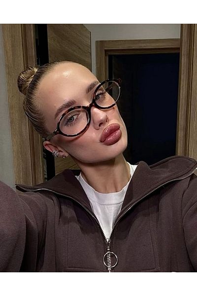 funeyes Miux Mi Leopard Trend Model Ellipse Oval Blue Light Protection Glasses Blue Block Screen Reading Glasses