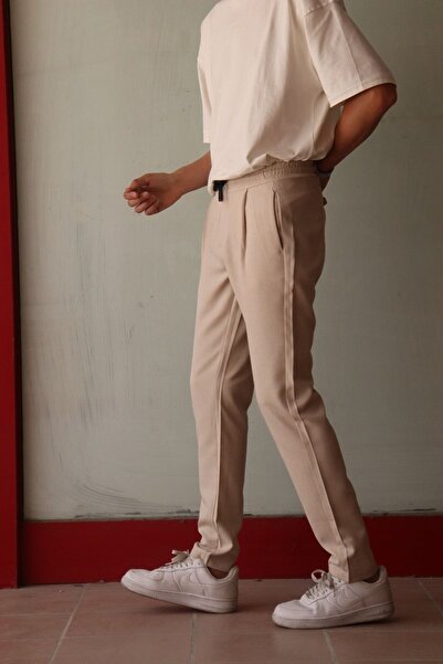 inpool New Season Men's Black Lace-up Trousers with Clamp Detail