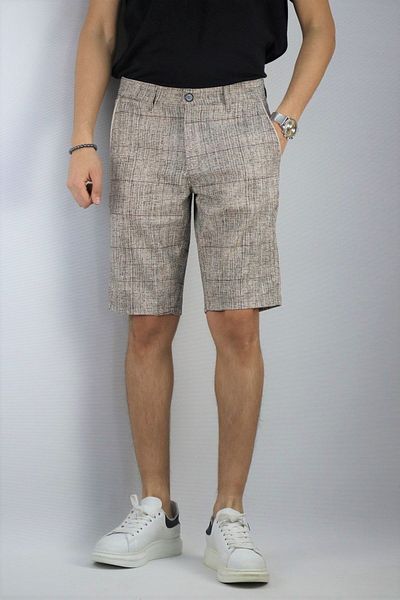 inpool Men's Self Patterned Cotton Linen Summer Shorts & Bermuda