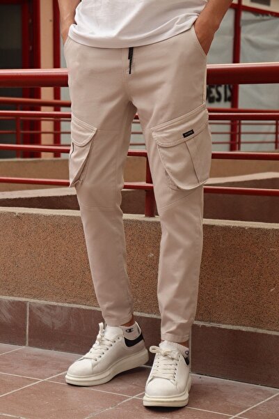 inpool Чоловічі штани з гумовою стрічкою на штанині, бавовняні, з гумовою стрічкою на талії