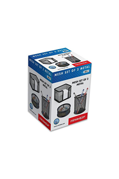 Mimaks Ms-3 Masa Üstü 3 Lü Metal File Kalemlik Set Siyah