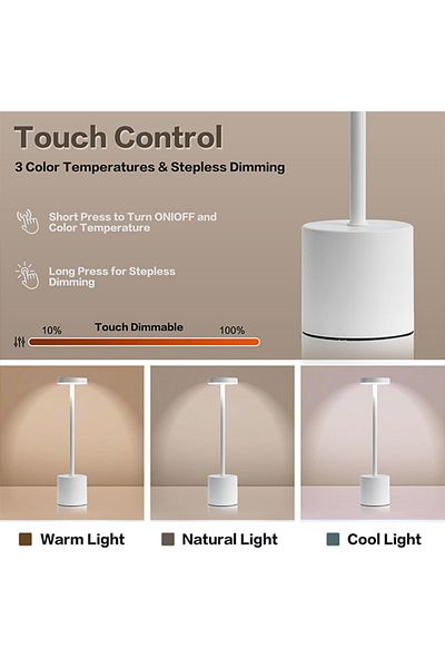 Generic Rechargeable Wireless LED Table Lamp, Battery Operated Portable, Classic Small Design with Fast Char