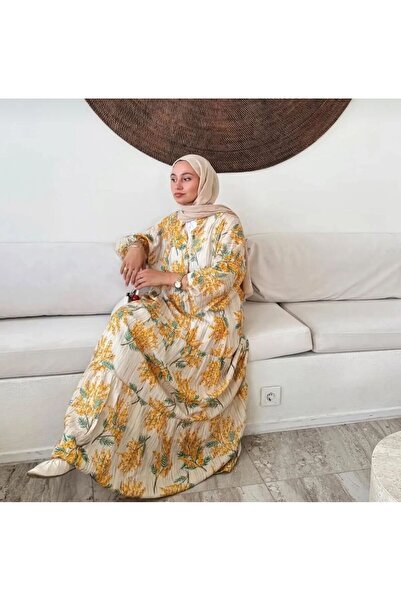 Genel Markalar Tesettür Ince Pamuk Vual Salaş Battal Elbise 42/46 Beden Uyumlu