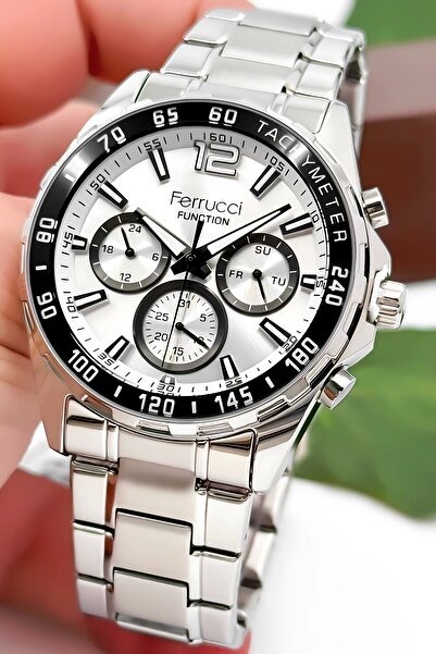 Ferrucci Function Erkek Kol Saati Çelik Kordon Çelik Kasa Gümüş-Beyaz zmfer047