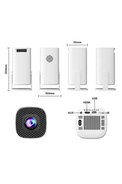 Kentucky P30 Max Projektör 4K HD 1080P Bluetooth Android 2 Kol Dahili 3000 Oyun Retro Atari