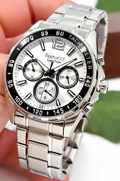 Ferrucci Function Erkek Kol Saati Çelik Kordon Çelik Kasa Gümüş-Beyaz zmfer047