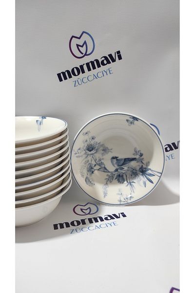 Güral Güral Porcelain Bird Model 12 Pieces 14 cm (Small) Soup Bowl
