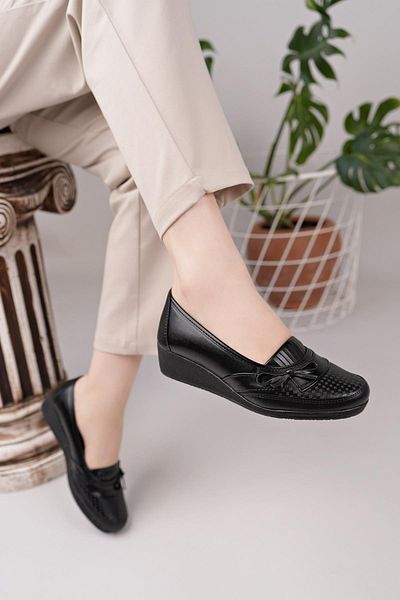 Nesil Shoes Ayzen 006 Black Wedge Heel Women's Shoes