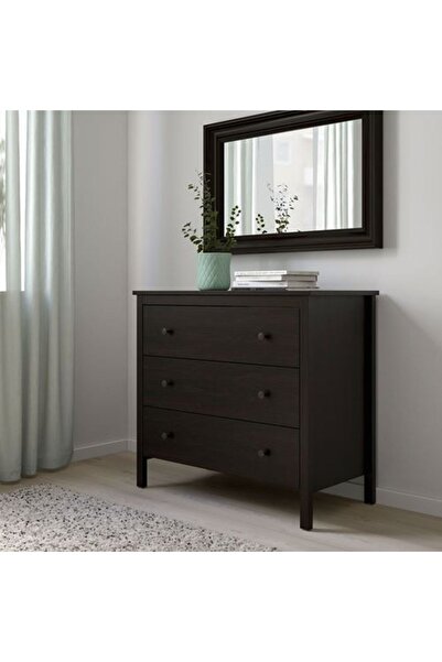 HOMHET Koppang, 3 Çekmeceli Şifonyer, 90x83 Cm, Venge