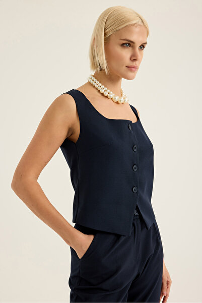 SEVİLEN Жилет з квадратним коміром і ґудзиками