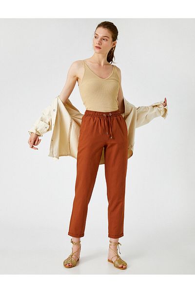 Koton Linen Trousers with Waist Tie