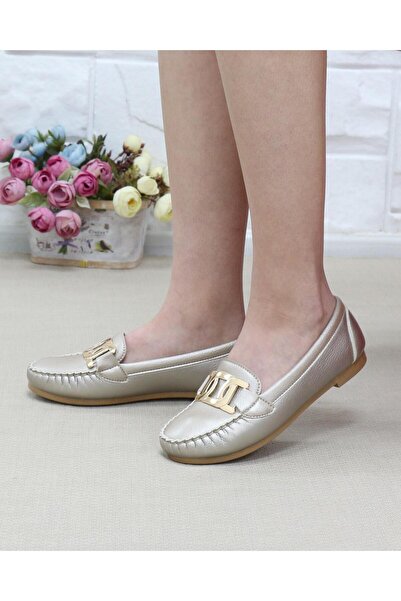 Nesil Shoes Neyna 23024 Gold Tokalı Anatomik Kadın Babet