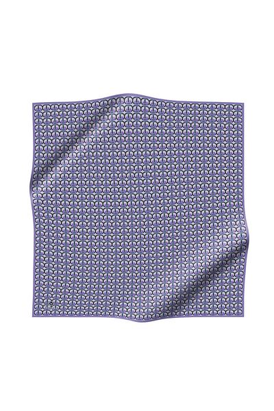 Vissona Lilac Geometric Print Twill Silk Scarf - 90X90, Hand Stitched
