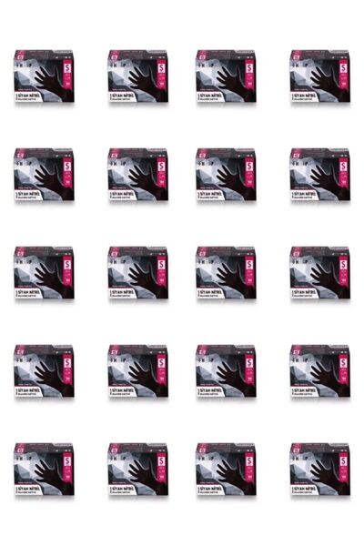 Has-Pet 20 قطعة من القفازات النتريل السوداء مقاس S، 100 قفاز أسود