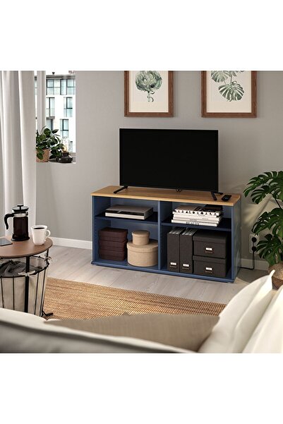 IKEA tv sehpası, mavi-siyah, 118x38x60 cm