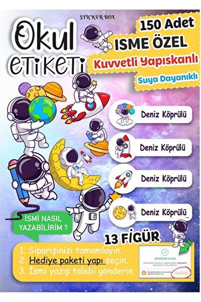 Think And Print Okul Etiketi Kalem Defter Etiketi Özel Isim Yazılabilen Etike...