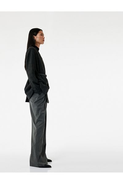 Koton High Waist Palazzo Trousers with Pockets and Pleat Detail