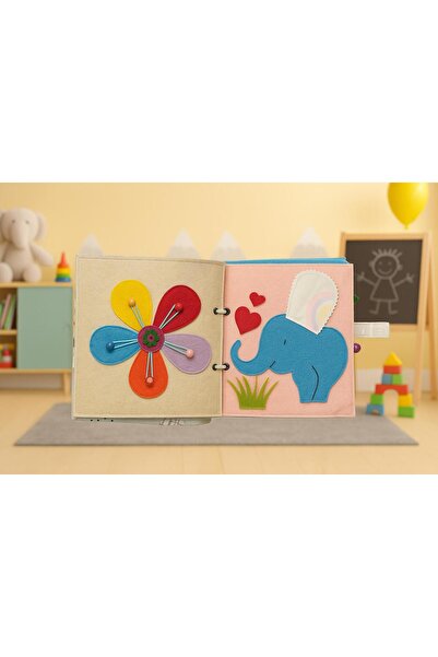 Dinootoys Montessori Balon Kapak 1 Yaş Eğitici Aktivite Keçe Kitap 10 Sayfa