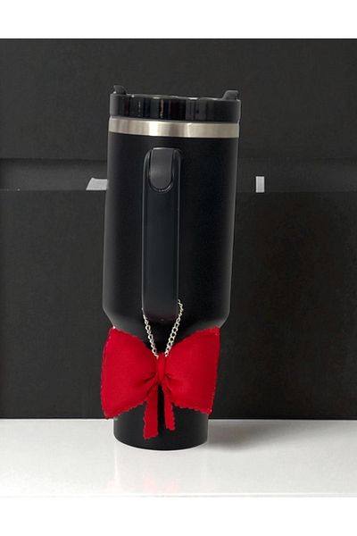 JACA Thermos Charm / Tumbler Charm / Fabric Bow Bag Ornament / Thermos Ornament / Thermos Accessory